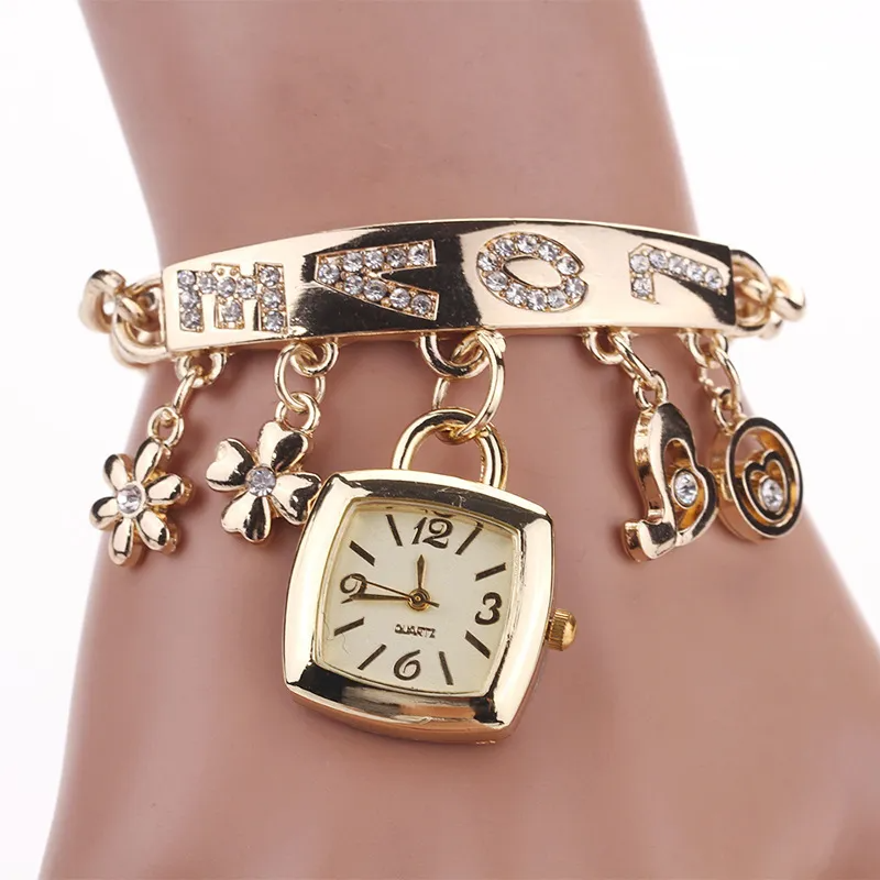 Women Fashion Love Letter Stainless Steel Bracelet Watch