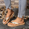 Women Plus Size Fashion Ethnic Vacation Beach Floral Flap Slippers