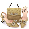 Women Fashion Pointed Toe Rhinestone High Heel Sandals With Evening Bag Set