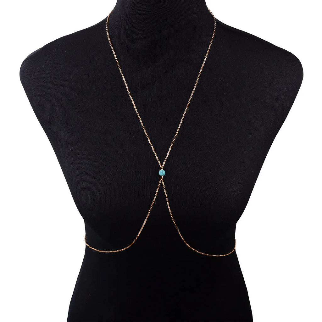 (Buy 1 Get 2) Women Fashion Sexy Turquoise Chain Alloy Body Chain