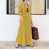 (Buy 1 Get 1) Casual Ramadan /Eid Women Solid Color Lapel Long Sleeve Pocket Simple Shirt Maxi Dress