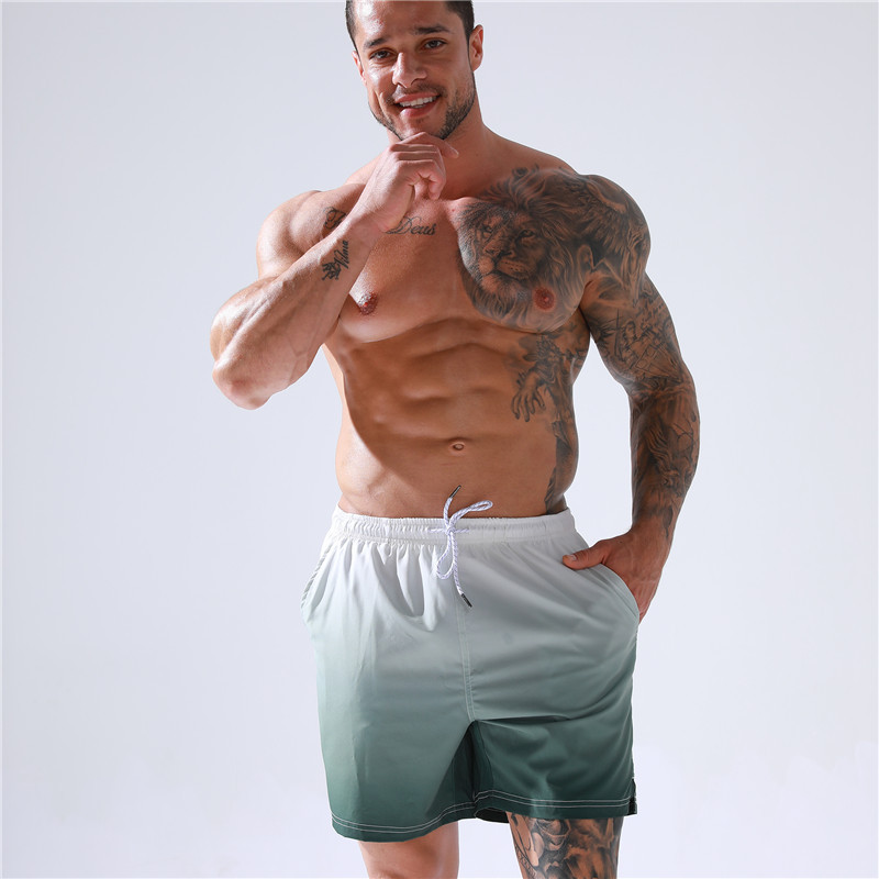 Men'S Casual Gradient Color Printing Quick-Drying Beach Surfing Shorts