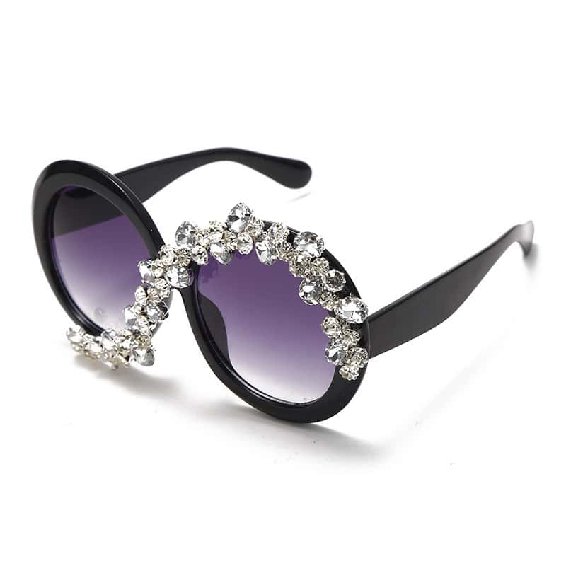 Exaggerated Round Big Frame Design Rhinestone Decoration Sunglasses