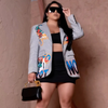 Women Fashion Casual Graphic Printed Lapel Blazer Coat