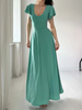 Elegant Women Fashion Spring Solid Color Short Sleeve Office Chic Midi Dress