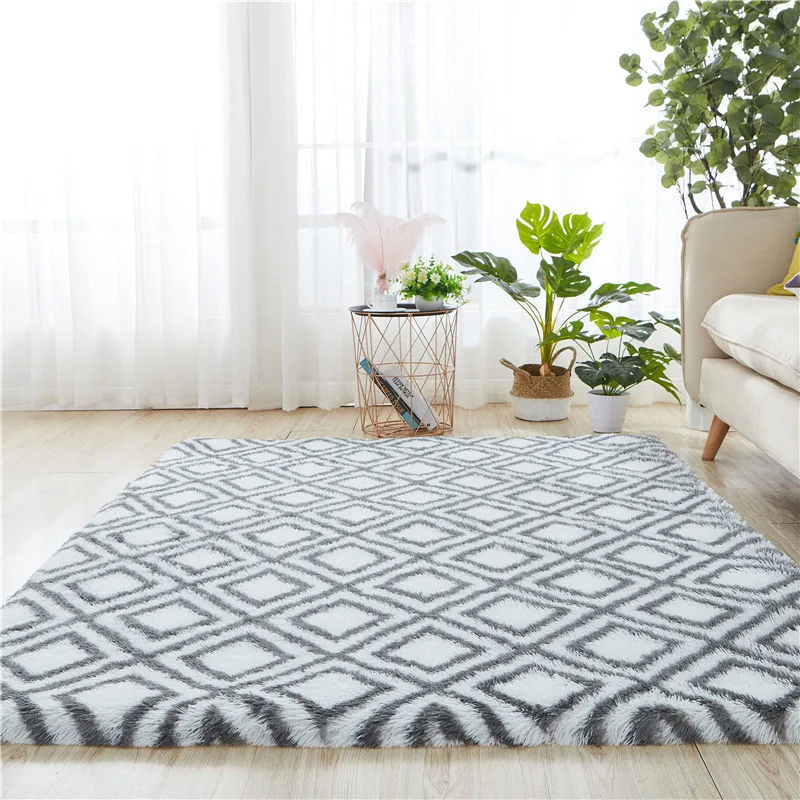 Simple Tie-Dyed Long Plush Thickened Home Round Carpet