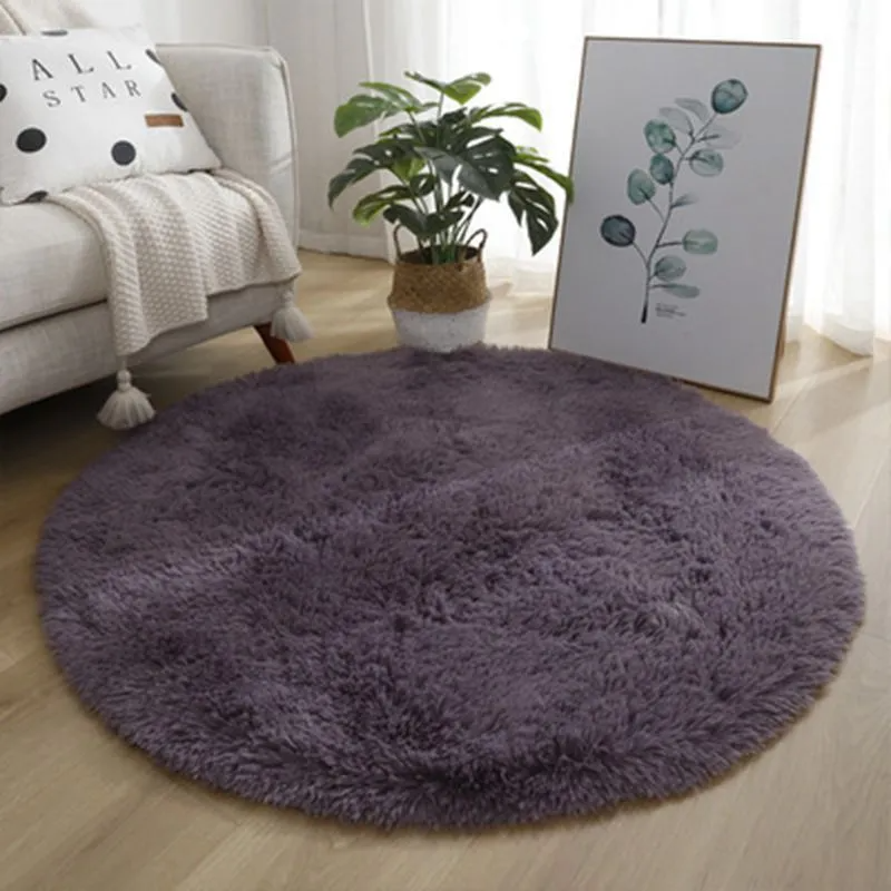 Household Solid Color Round Thickened Carpet