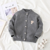 Children Kids Baby Fashion Girls Boys Casual Basic Long Sleeve Letter Knitted Cardigan Coat