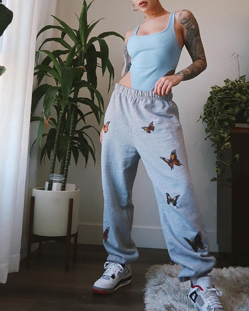 Women'S Fashion Casual Butterfly Printing Sweatpants