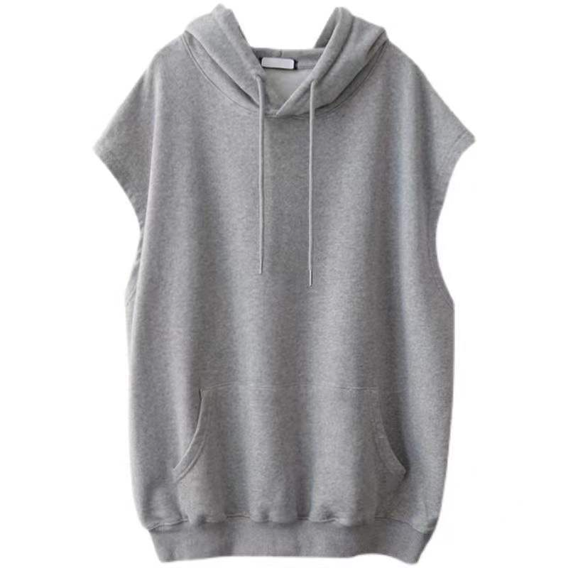 Women Casual Basic Solid Color Sleeveless Hoodie