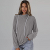 Autumn Women Drawstring Casual Solid Color Long Sleeve Sweatshirt