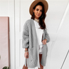 Women Fashion Winter Long Sleeve Side Slit Braid-Knitted Cardigan Winter Coat