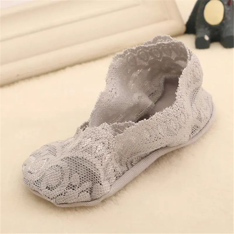 10pairs/Set Kids Girls Basic Solid Color Lace Design Soft Socks