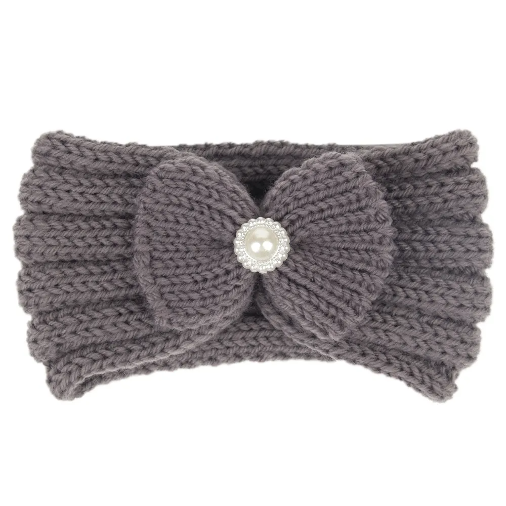 Kids Cute Bowknot Bunny Ears Wool Warm Headband