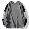 Men Casual Round Neck Long Sleeve Color Matching Loose Sweatshirt