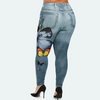 Women Fashion Casual Denim Color Butterfly Print Athleisure Leggings