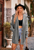 Women Winter Autumn Casual Long Sleeve Solid Color Hooded Knitted Sweater Cardigan