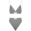 Women'S Casual Letter Printing Embroidered Solid Color Bra Underpants Two-Piece Set