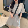 Fashion Casual Sports Women Athleisure Short-Sleeved Elastic Waist T-Shirt Wide-Leg Shorts Two-Piece Summer Set