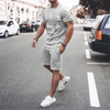 Men Casual Printed Round Neck Short-Sleeved T-Shirt And Shorts Two-Piece Set