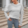 Women Fashion Casual Solid Color Long-Sleeved Rib-Knit Pullover Knitted Sweater