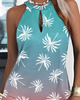 Women Fashion Casual Floral Printed Boho Halter Neck Sleeveless Dress