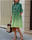 Casual Fashion Women Gradient Printing Shirt Collar Long Sleeve Pocket Dress