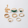 (Buy 1 Get 2) Women Fashion Vintage Green Gemstone Snake Design Midi Rings