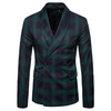 Men Cotton Plaid Printed Business Blazer