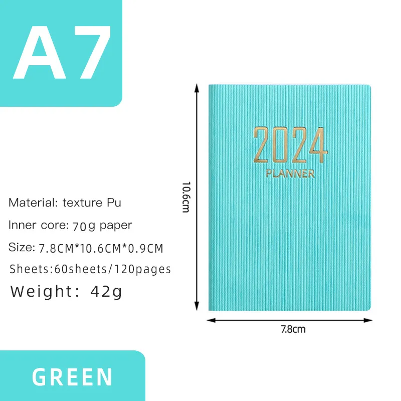 2024 English Schedule Book A7 Daily Plan Notebook(3 pcs)