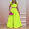 Summer Elegant Women Solid Color Ruffled Tank Top Mid-Waist Skirt Two-Piece Set