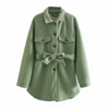 Women Casual Lapel Long-Sleeve Coat With Sash