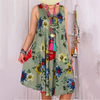 Round Neckline Sleeveless Floral Print Loose Casual Dress