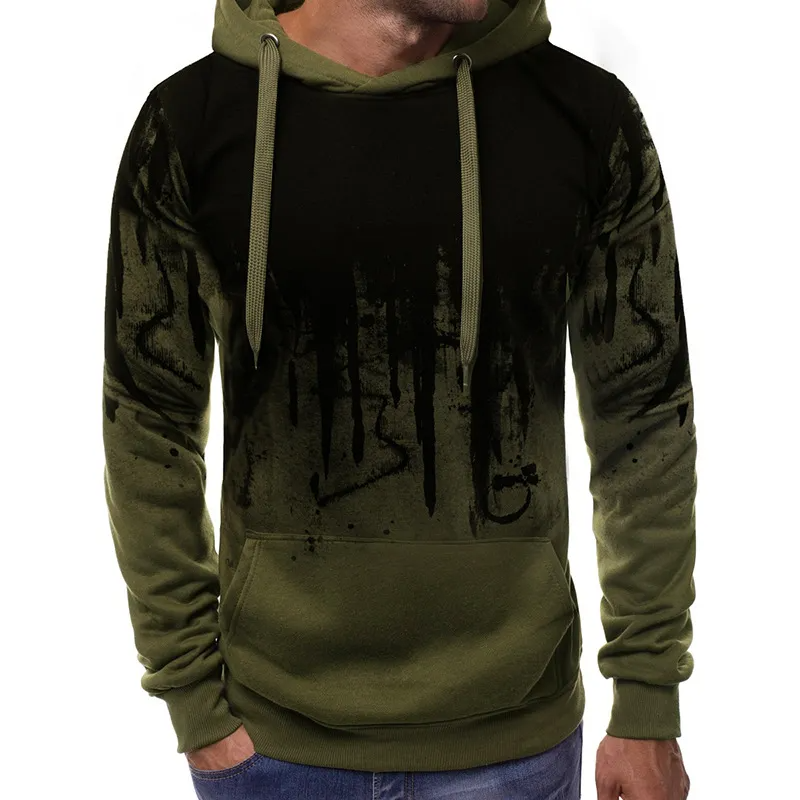 Men Fashion Gradient Print Long Sleeve Hoodies