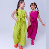 Kids Toddler Girls Casual Fashion Solid Color Sleeveless Tie Jumpsuit