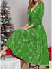 (Buy 1 Get 1) Women Fashion Casual Deep V Snowflake Print Christmas Dress