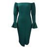 Women Fashion Sexy Solid Color Off-The-Shoulder Flare Sleeve Tight Dress