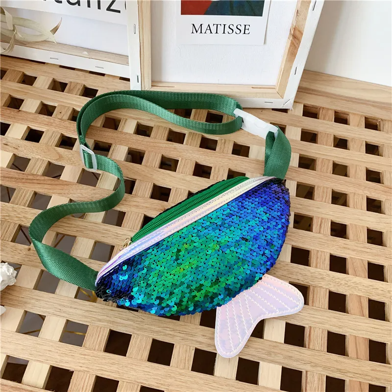 Kids Girls Cute Sequin Shiny Mermaid Waist Bag