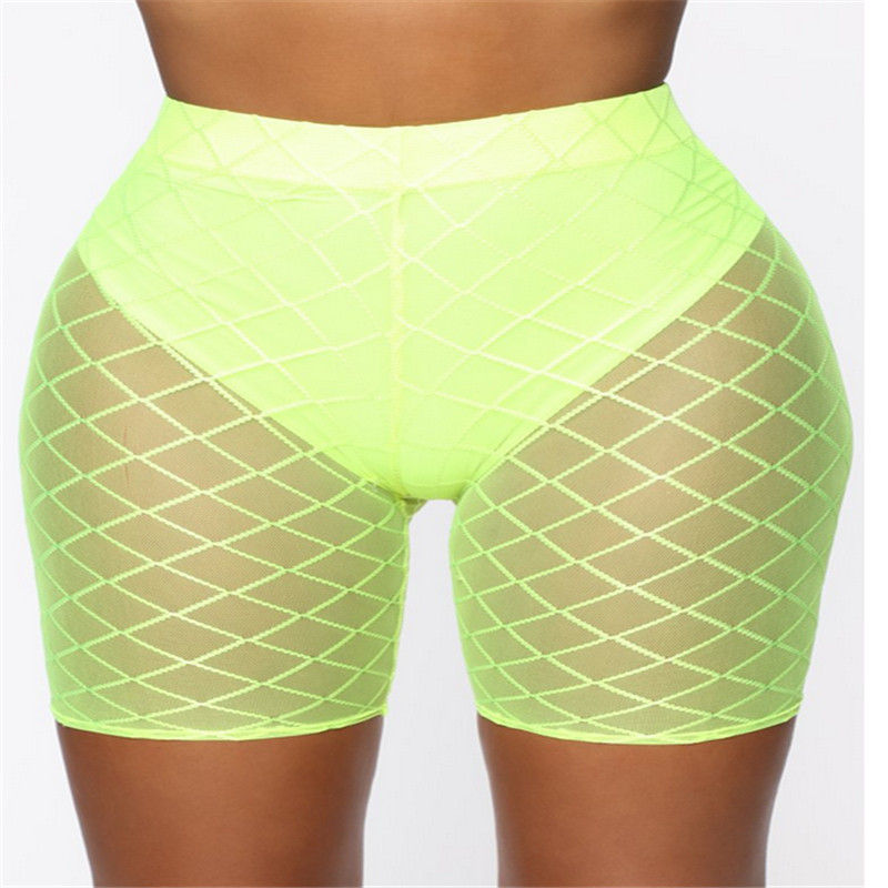 Women Sexy High Waist Fashion Mesh See-Through Shorts