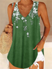 Women'S Loose V-Neck Sleeveless Floral Print Fashion Casual Top Tank