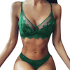 Women Lace Lingerie Solid Color Lace Mesh Patchwork Bra Panties Set