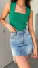 Women Summer Casual Simple Basic Solid Color Square Neck Tank Top