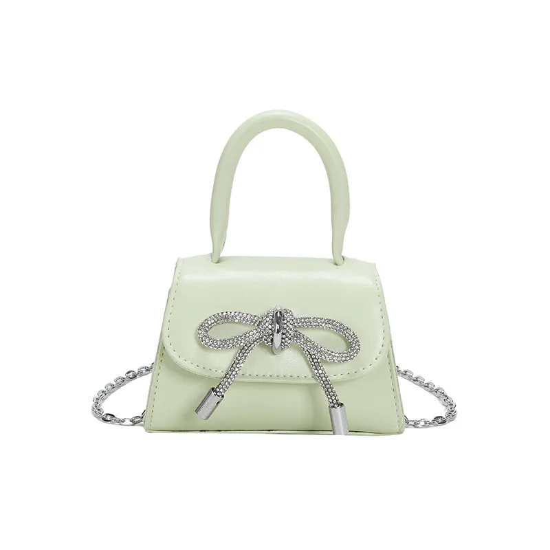 Kids Girls Fashion Sweet Cute Solid Color Bow Mini Flap Square Chain Handle Crossbody Bag