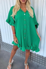 Casual Fashion Women Solid Color Ruffled Short Sleeve Loose Shirt Dress