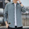 Men Casual Long Sleeve Lapel Single-Breasted Pocket Design Shirt