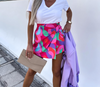 Women Fashion Vacation Sexy Printing High Waist Irregular Culottes