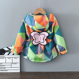 Children Kids Baby Fashion Girls Long Sleeve Multicolor Print Butterfly Hooded Coat