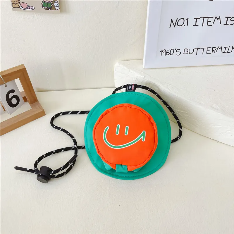 Children Kids Baby Fashion Girls Boys Smiley Color Matching Round Crossbody Messenger Bag