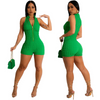 Women Fashion Sexy Solid Color Zipper Collar Bubble Clothing Rompers