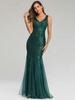 Women Fashion Sexy V Neck Mermaid Sequin Party Maxi Dress